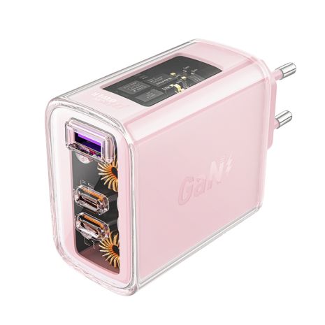 Сетевое зарядное устройство Acefast A45 USB/ 2 Type-C QC PD PD65W GaN розовое Сетевое зарядное устройство Acefast A45 USB/ 2 Type-C QC PD PD65W GaN розовое