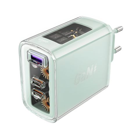 Зарядний пристрій мережевий Acefast A45 USB/2 Type-C QC PD PD65W GaN | бірюзовий