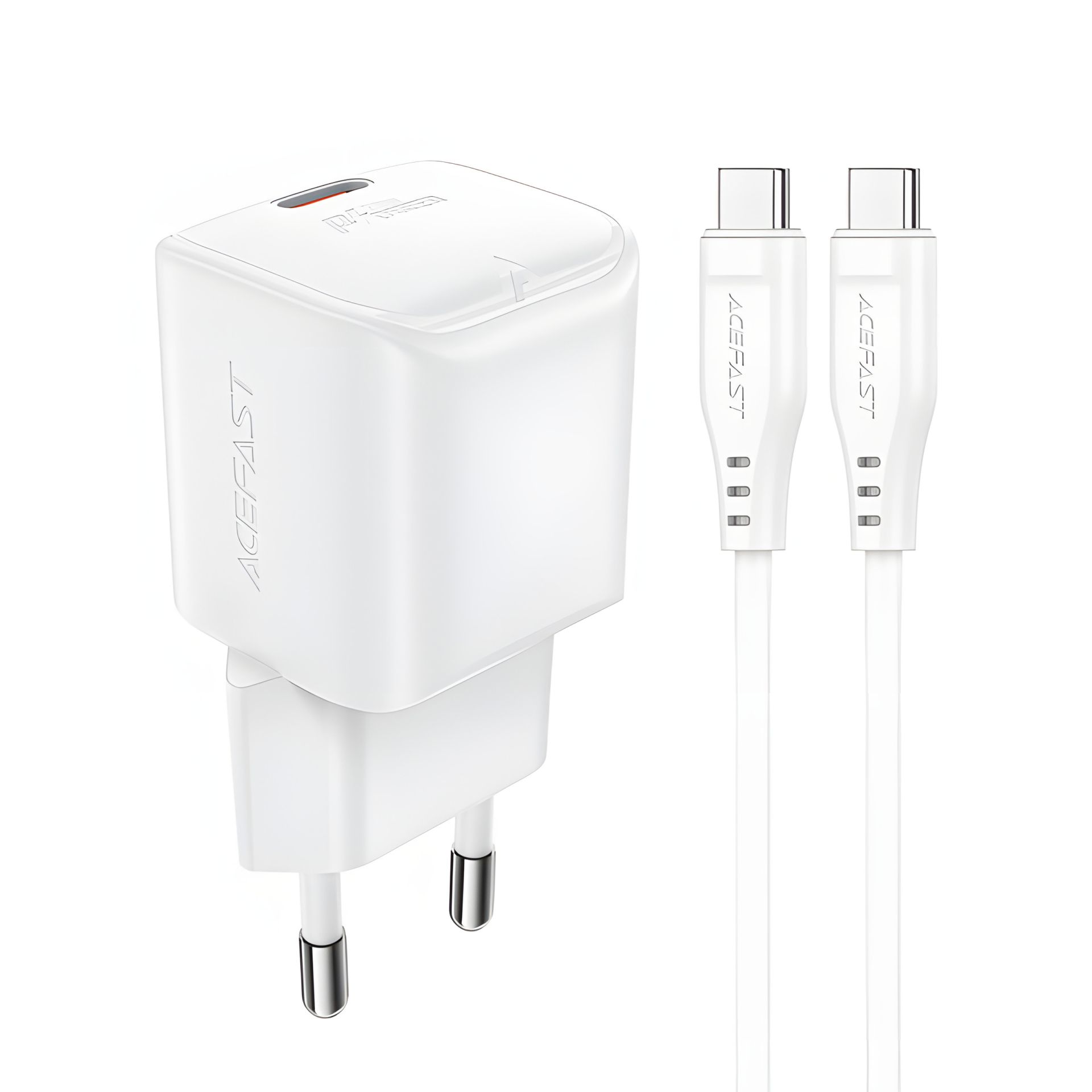 Белый зарядник Acefast A73 mini Type-C PD20W GaN + кабель Type-C to Type-C Белый зарядник Acefast A73 mini Type-C PD20W GaN + кабель Type-C to Type-C