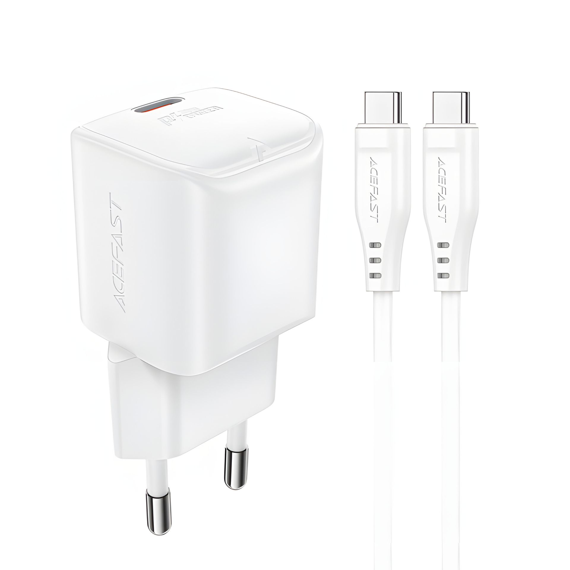 Белый зарядник Acefast A77 mini Type-C PD30W GaN + кабель Type-C to Type-C Белый зарядник Acefast A77 mini Type-C PD30W GaN + кабель Type-C to Type-C