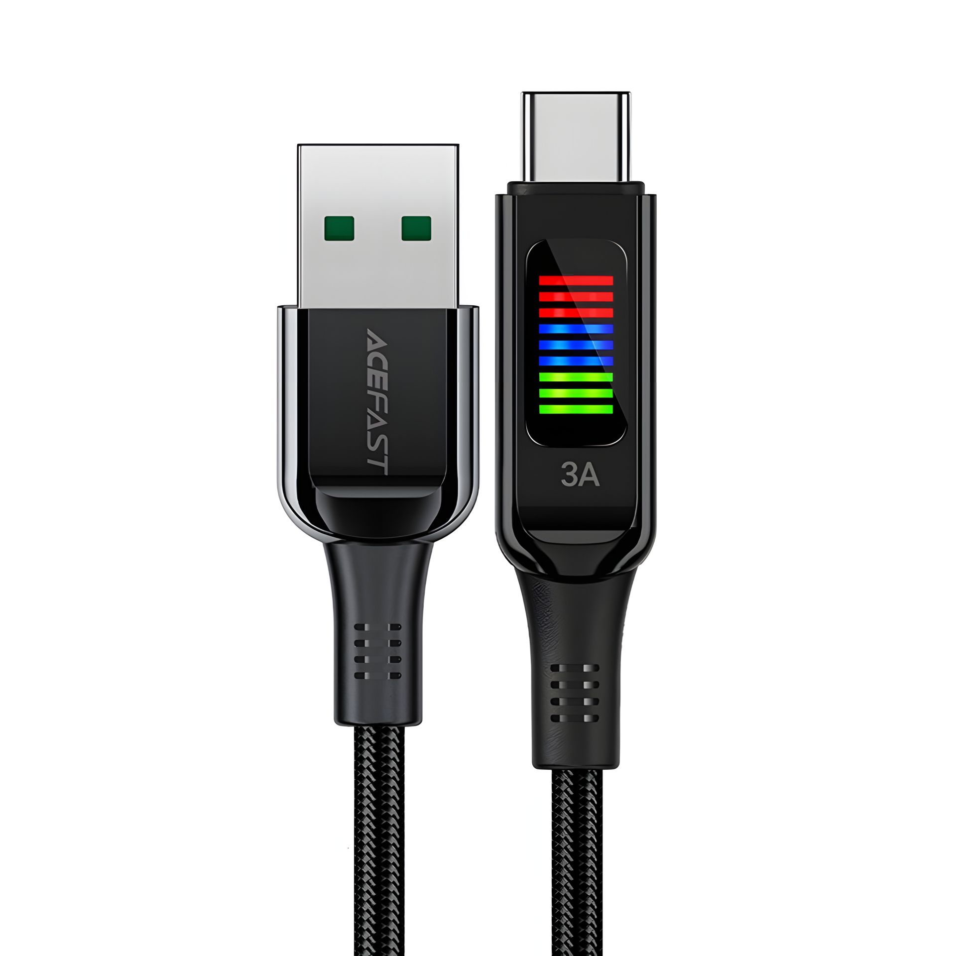 Кабель з дисплеєм Acefast C7-04, USB to Type-C, 60W, 3A, 1.2m, black Кабель з дисплеєм Acefast C7-04, USB to Type-C, 60W, 3A, 1.2m, black