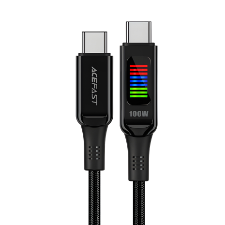 Кабель з дисплеєм Acefast C7-03, Type-C to Type-C, 100W, 5A, 1.2m, black