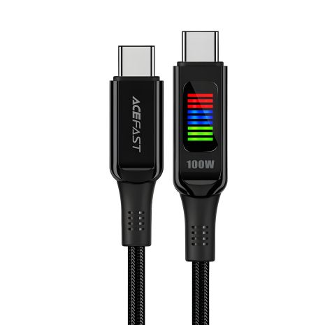 Кабель з дисплеєм Acefast C7-03, Type-C to Type-C, 100W, 5A, 1.2m, black