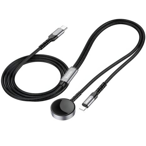 Зарядний пристрій HOCO CW54 2-в-1 зарядний кабель iP+iWatch Black