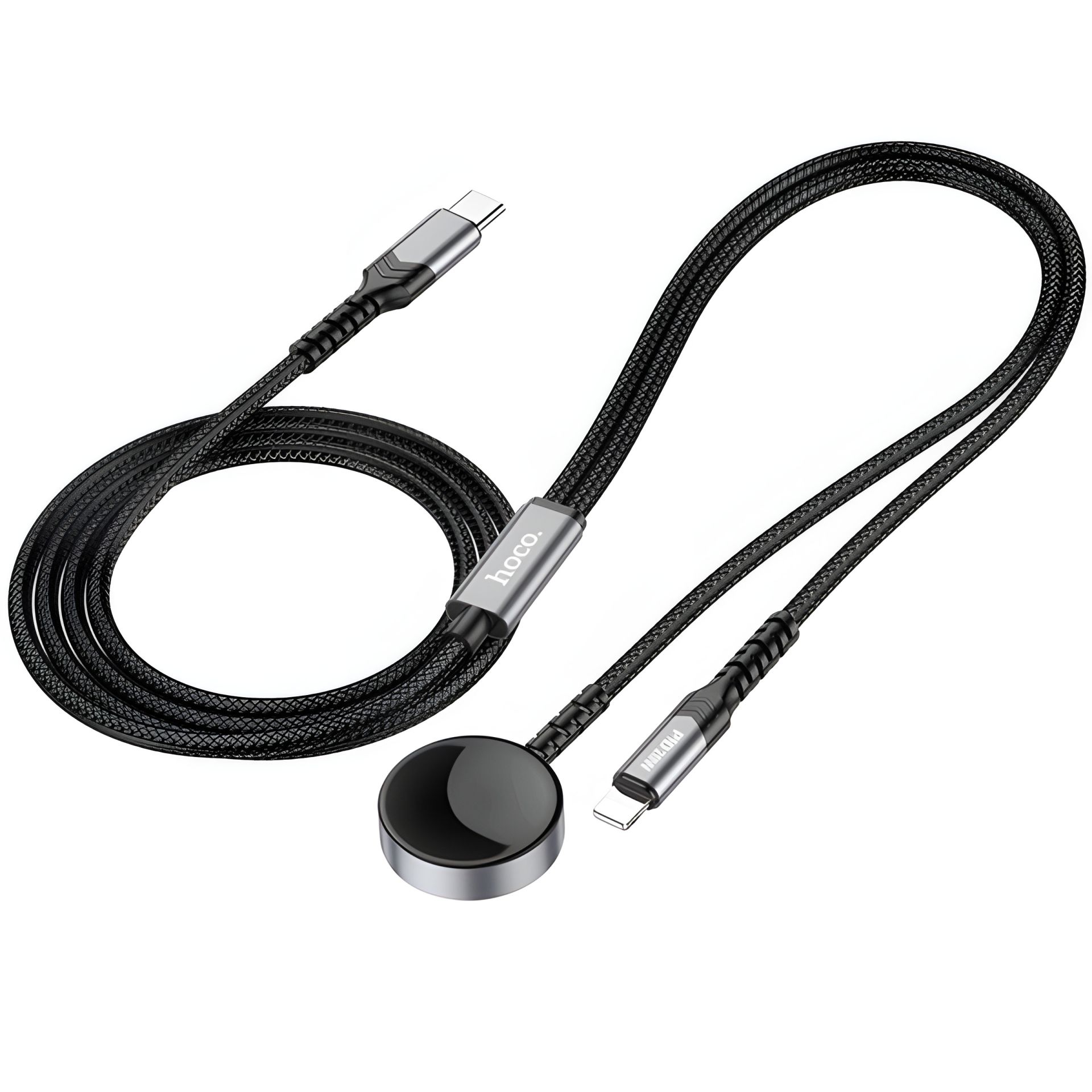 HOCO CW54 беспроводное ЗУ 2-в-1 кабель для зарядки iP+iWatch Black HOCO CW54 беспроводное ЗУ 2-в-1 кабель для зарядки iP+iWatch Black