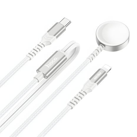 Зарядний пристрій HOCO CW54 2-в-1 зарядний кабель iP+iWatch White