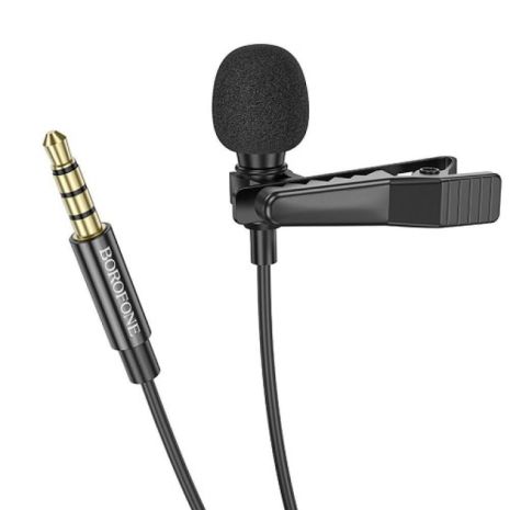 Мікрофон Петличний Borofone BFK11 Jack 3,5, 2м Чорний