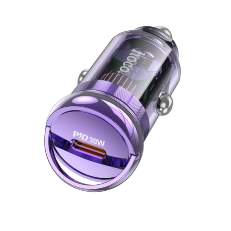 Автомобільний зарядний пристрій Hoco Z53 Type-C PD 30W transparent purple