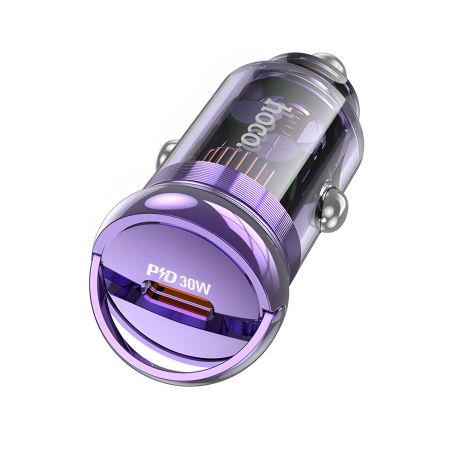 Автомобільний зарядний пристрій Hoco Z53 Type-C PD 30W transparent purple