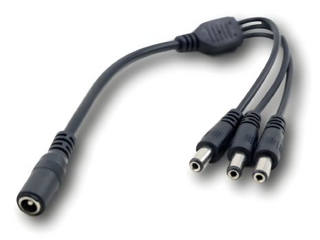 Розгалужувач з 1x[DC 5.5x2.1 гніздо] на 3x[DC 5.5x2.1 Штекер] / 0.3m (30cm) чорний (перехідник / кабель / розгалужувач / роздільник / трійник) TriConnect