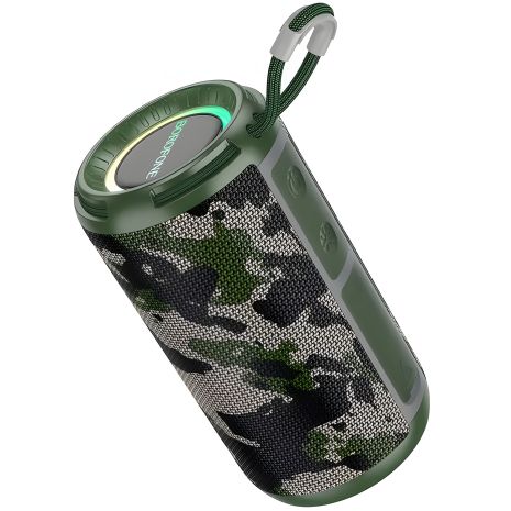 Bluetooth акустика Borofone BR37 Noble sports BT плеєр |BT5.3, USB/TF/FM/AUX, TWS, 5Wx2, 2h| Camouflage-Green