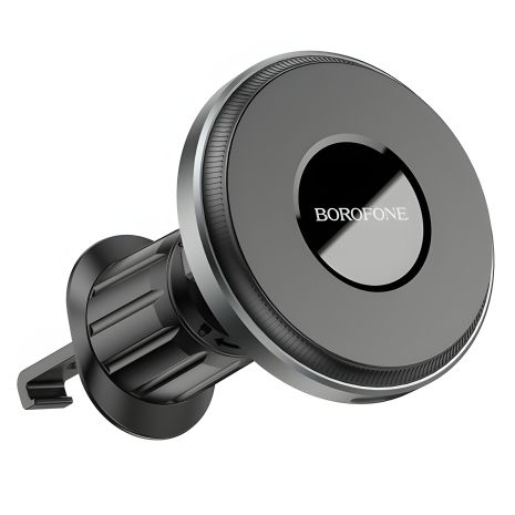 Автотримач магнітний Borofone BH202 з бездротовою зарядкою 15W, metal gray