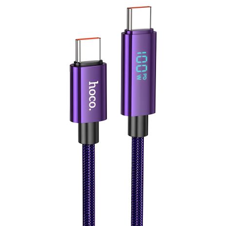 Кабель HOCO U125 Benefit 100W передача даних Type-C to Type-C 1.2m з дисплеєм Purple