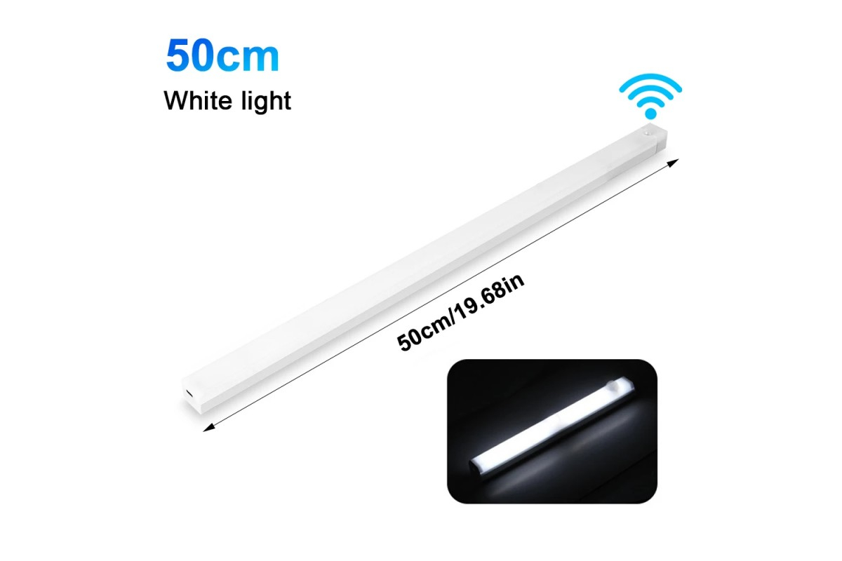 LED светильник сенсорный, портативный, White | USB Type-C, 50cm(0.5m), 36LEDs, Холодный свет, магнитное крепление | 2 режима | Для кухни, гардероба, спальни, коридора LED светильник сенсорный, портативный, White | USB Type-C, 50cm(0.5m), 36LEDs, Холодный свет, магнитное крепление | 2 режима | Для кухни, гардероба, спальни, коридора