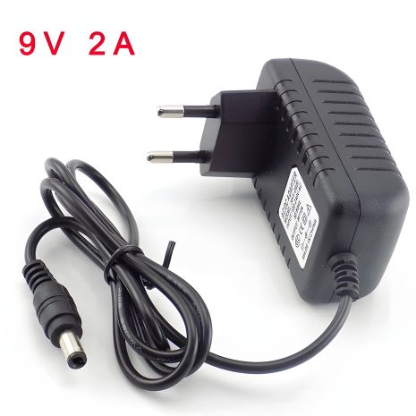 Живлення/Адаптер AC-DC 9V 2A 5.5x2.5 mm (Чорний) | Для ДБЖ, тюнера, камери, ресивера та пристроїв із живленням DC 9V 2A