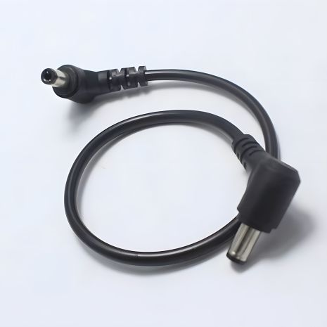 25cm DC M to M кабель з кутовими коннекторами (90 градусів) 5.5x2.1(2.5)mm чорний | Для роутера, ONU, GPON, терміналу, конвертера, камери