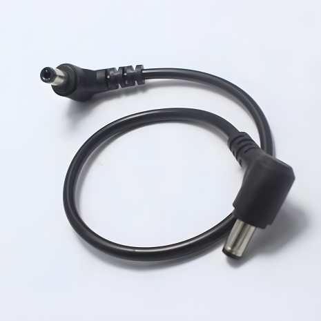 25cm DC M to M кабель з кутовими коннекторами (90 градусів) 5.5x2.1(2.5)mm чорний | Для роутера, ONU, GPON, терміналу, конвертера, камери