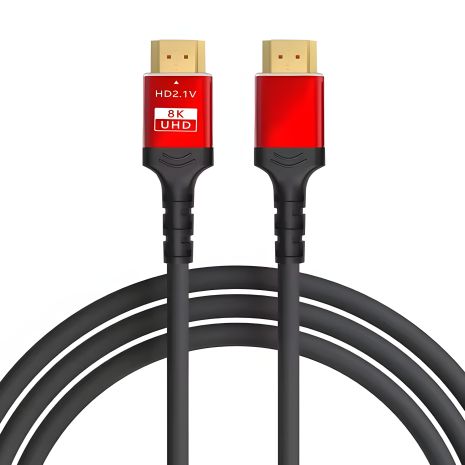 Кабель HDMI 2.1 4K 144Hz HDR (2K 240Hz, 8K 60Hz) 48Gbps, eARC, 1.5m (150cm) Black-Red