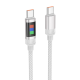 Кабель Hoco U126 з індикатором Type-C to Type-C, PD 100W, 1.2m, grey