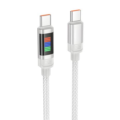 Кабель Hoco U126 Type-C to Type-C з індикатором, 1.2m, PD 100W, grey