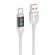 Кабель Hoco U126 з індикатором USB to Type-C, QC 27W, 1.2m, grey