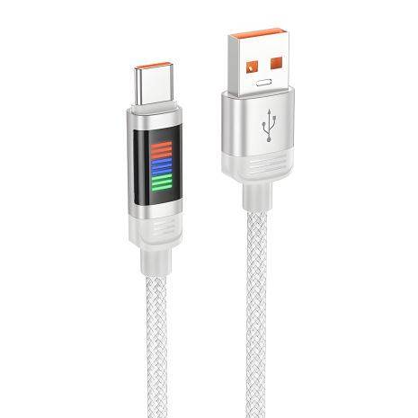 Кабель Hoco U126 USB to Type-C з індикатором, 1.2m, QC 27W, grey