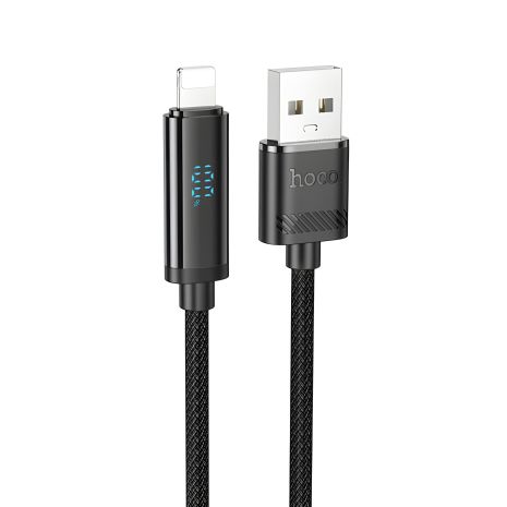 Кабель Hoco U127 USB to Lightning з дисплеєм, 1.2m, 2.4A, black