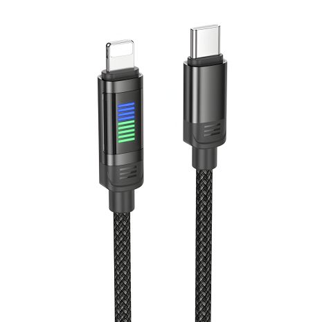 Кабель Hoco U126 Type-C to Lightning з індикатором, 1.2m, PD 27W, black