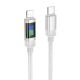 Кабель Hoco U126 Type-C to Lightning з індикатором, 1.2m, PD 27W, grey