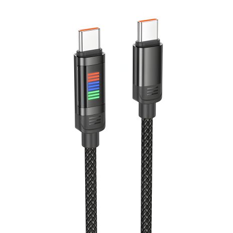 Кабель Hoco U126 Type-C to Type-C з індикатором, 1.2m, PD 100W, black