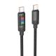 Кабель Hoco U126 с индикатором Lightning PD 27W Type-C to 1.2m grey