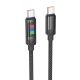 Кабель Hoco U126 с индикатором Type-C to Type-C PD 100W 1.2m black