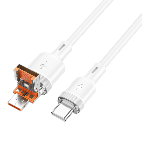 Кабель Hoco U131 2в1 USB/ Type-C to Type-C 1.2m white