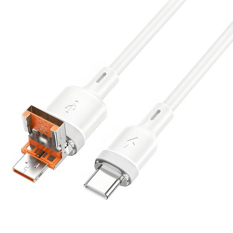 Кабель 2в1 Hoco U131 USB/ Type-C to Type-C, 60W, 3A, 1.2m, white