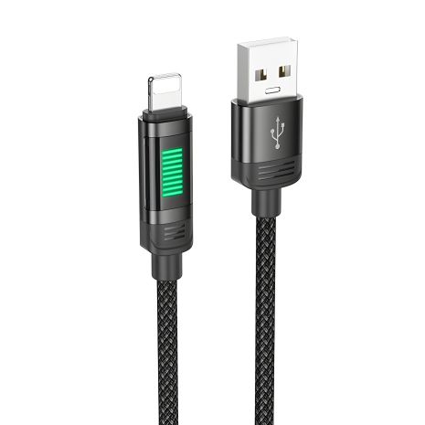 Кабель с индикатором Hoco U126 USB to Lightning черный 1.2m