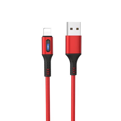 Кабель з індикатором Hoco U79 USB to Lightning, 2.4А, 1.2m, red