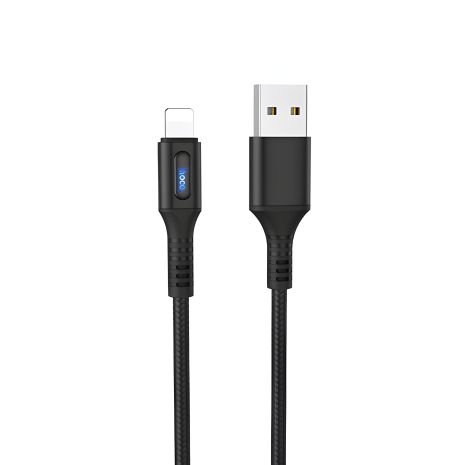 Кабель з індикатором Hoco U79 USB to Lightning, 2.4А, 1.2m, black