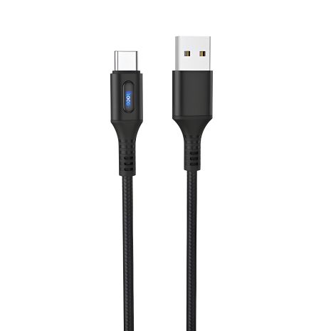 Кабель з індикатором Hoco U79 USB to Type-C, 3А, 1.2m, black
