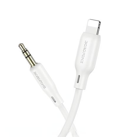 Білий аудіо кабель Borofone BL18, Lightning, 1m, Silicone