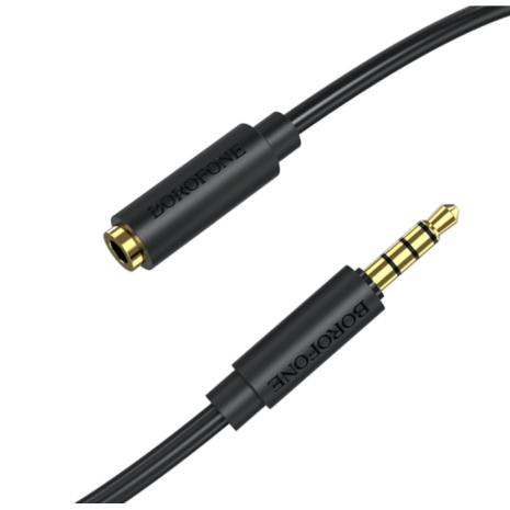 AUX кабель Borofone BL12 подовжувач Jack 3.5 to Jack 3.5 (F) 2m чорний