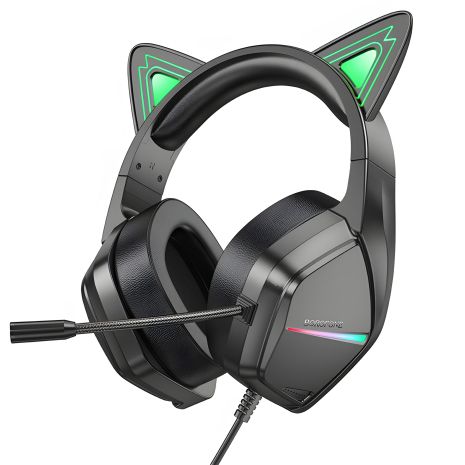 Игровые наушники Borofone BO106 накладные с ушками и LED-подсветкой "Elf cat"