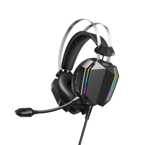 Ігрові накладні навушники XO-GE-07 Static RGB Long mic USB+Dual 3.5mm, 2.2м, Чорний