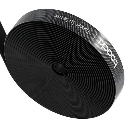 Кабельний органайзер Toocki для стяжки дротів з липучкою, 10 мм x 5 м, чорний