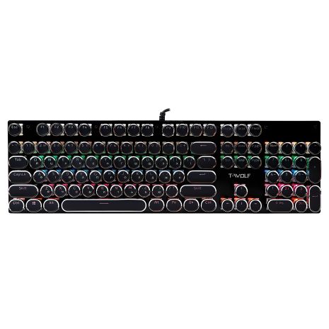 Игровая клавиатура T-Wolf T75 пунковая LED с Blue Switch Черный