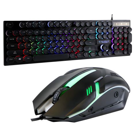 Клавіатура та миша TWolf TF270, дротові, RGB, 1000DPI, USB, 1.25m, 1.35m, Чорний Клавіатура та миша TWolf TF270, дротові, RGB, 1000DPI, USB, 1.25m, 1.35m, Чорний