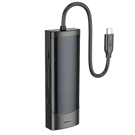 Адаптер Hoco HB44 8в1 Type-C to HDMI, RJ45, USB 3.0, USB 2.0, SD, TF, Type-C, PD, Black