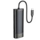 Перехідник Hoco HB44 8в1, Type-C to HDMI, RJ45, USB 3.0, USB 2.0, SD, TF, Type-C, PD, Black