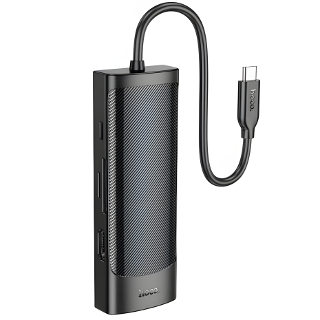 Перехідник Hoco HB43 7в1 адаптер, Type-C to HDMI, USB2.0, USB3.0, Type-C, SD, TF, PD, black