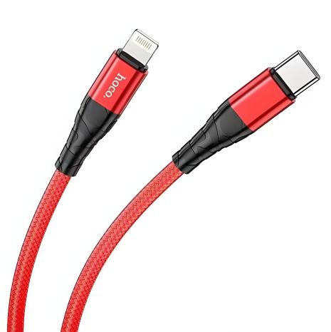 Кабель USB HOCO DU02 Max PD Type-C - Lightning (1М) (красный)