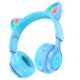 Гарнитура Bluetooth HOCO W39 Cat Ear Kids |BT5.3, AUX, 10H, 85db, LED| blue